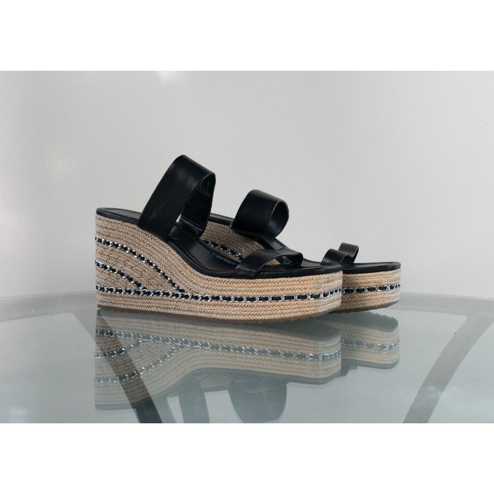 INC Womens NYLANA Square‎ Toe Espadrille Wedges Sandals Black Size 9.5 Medium